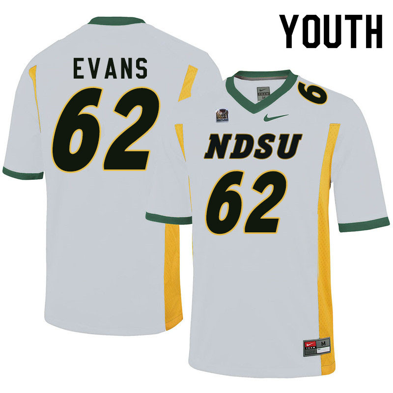 Youth #62 Dylan Evans North Dakota State Bison College Football Jerseys Sale-White